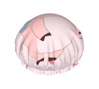 cartoon flying pig One Size Shower cap with double layer waterproof fabric, suitable for bathing and skin care