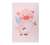 cartoon flying pig Picture puzzle.Wooden Jigsaw Puzzle for Adults Kids, Challenging jigsaw puzzle decorations