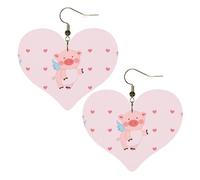 cartoon flying pig Prints Stylish Heart-Shaped Earrings Lightweight Women'S Accessories Perfect For Parties And Valentine'S Day.