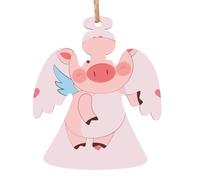 cartoon flying pig Wooden Tree Ornaments Angel Shape 6 PCS, Hanging Decorative Pendants, Vintage Design for Holiday