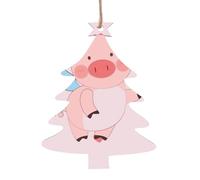cartoon flying pig Wooden Tree Ornaments Christmas Tree Shape 1 PC, Hanging Decorative Pendants, Vintage Design for Holiday