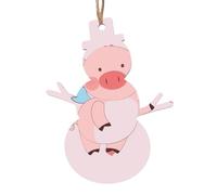 cartoon flying pig Wooden Tree Ornaments Snowman Shape 4 PCS, Hanging Decorative Pendants, Vintage Design for Holiday