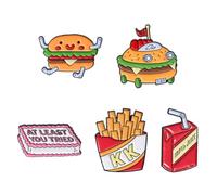 Cartoon Food Lapel Pin for Women Men Cute Hamburgers French Fries Brooch Andwich Brooch Badge Enamel Lapel Pin Cute Metal Badge, no gemstone