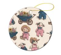Cartoon for The Pig Round Decor Hanging Ornament 4 Pcs