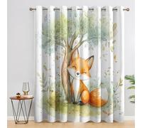 Cartoon Fox Curtains Blackout, 46x72 Inch 2 Panels - Forest Animal Pattern Black Out Curtains, Home Decor, 72 Drop Eyelet Window Drapes for Bedroom, Living Room PO&93