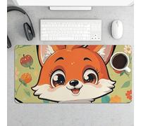 Cartoon Fox Desk Pad Protector Non-Slip Gaming Desk Mat Waterproof Desktop Mat for Keyboard and Mouse Large Mousepad Smooth Writing Pad for Home Office Work(23.6 X 13.8)