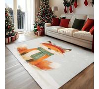 Cartoon Fox Door Mat Indoor, Washable Kids Cute Animal Christmas Rug 40x60, Non Slip Low Pile Area Rugs for Entrance, Kitchen, Bedroom, Christmas Decorations QAZ32