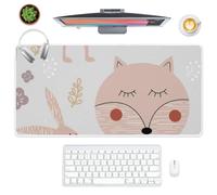 Cartoon Fox Face Desk Pad Pc Mouse Mat with Non-Slip Rubber Base Smooth Face Desk Mouse Pad 80X40 CM Mousemat Decor Accessories Gifts XXL Mousepad for School Home Office Gaming