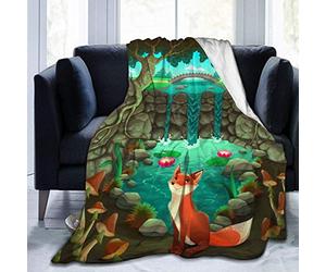 Cartoon Fox Flannel Fleece Throw Blanket 50"x60" Living Room/Bedroom/Sofa Couch Warm Soft Bed Blanket for Kids Adults All Season