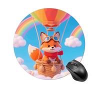 Cartoon Fox Mouse Pad Round Laptop Mouse Mat Cute Computer Mousepad Keyboard Pad Non-Slip Desk Pads for Gaming Office Work Home