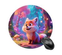 Cartoon Fox Mouse Pad Round Mouse Mat Leather Non-Slip Rubber Base Mousepad Waterproof Computer Mouses Pad for Laptop Wireless Mouses Keyboard Home Office