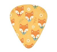 Cartoon Fox Pattern 12 Pack Guitar Picks With 3 Thicknesses And Storage Box, Abs Plectrums For Electric Bass Guitar Players