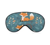 Cartoon Fox Pattern Eye Mask, Side Sleeping Mask Light Blindfold Sleeping Mask Nose Pad and Elastic Band for Children Women and Men