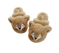 Cartoon Fox Plush Slippers for Women and Men - Fluffy Winter House Sllipper Indoor Cotton Footwear, Cute Cozy Animal Shoes with Covered Toe, Warm Soft Novelty Footwear for Bedroom or Home Use