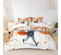 Cartoon Fox Policeman Duvet Cover Single Size,Police Car Bedding Set(No Filler) 2 Pcs for Kids Teens,Autumn Maple Leaves Comforter Cover Soft Bedding Set Bedroom Decor