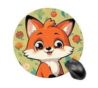 Cartoon Fox Round Gaming Mouse Pad Non-Slip Rubber Base Mousepad Travel Office Mousepads for Desk Funny Waterproof Computer Mouse Mat Cute Laptop Mouspad 7.8x7.8 Inch