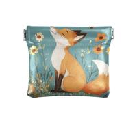 Cartoon Fox Teal Small Leather Wallet Waterproof Mini Cosmetic Case for Women Travel, cartoon Fox Teal, 1 size, Printing Art, cartoon fox Teal, 1 size, Print Art