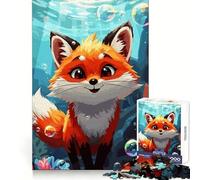 Cartoon Fox Underwater with Bubbles Jigsaw 1000 Pieces for Teenagers Sharp Memory Easy Relaxation Neat Edges Joyful Xmas (38x52cm)