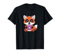 Cartoon Fox with Donut Joyful Design T-Shirt