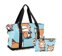 Cartoon Fox Workout Bag Carry On Tote Bag with Adjustable Strap for Workout Foldable, Cartoon Fox, One Size