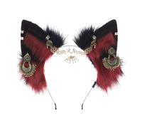 Cartoon Foxes Ear Shape Hair Hoop With Forehead Chain Decors Holder Cosplay Party Headwear For Teenagers
