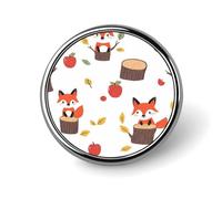 Cartoon Foxes Tree Stumps Small Round Button Badge Lapel Pins Badge for Bag 1" Shirt Accessories