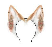 Cartoon Foxes Wolf Ear Shape Hair Hoop With Fringe Earring Decor Hair Holder Cosplay Party Headwear For Teenagers Adult Halloween Headbands For Women Halloween Headbands Adults Anime Character Cosplay