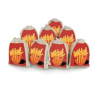 Cartoon French Fries Bunches Pocket Cotton And Hemp with Drawstring 8 Pieces Reusable Gift Bags Jewelry Pouch for Wedding DIY Craft Party (4.9 X 6.7 Inch)