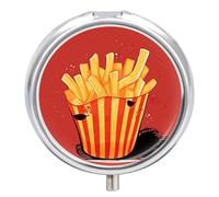 Cartoon French Fries Pill Box, 3 Compartment Small Pill Case Waterproof Travel Pill Organizer for Pocket Or Purse Portable Mini Medicine Tablet Vitamin Holder Pill Case