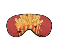Cartoon French Fries Sleep Mask for Women Men Side Sleeper Eye Cover with Adjustable Strap Soft Breathable Blackout Mask Slip-Free Deep Sleeping Travel Essentials