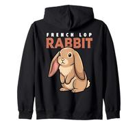 Cartoon French Lop Rabbit Animal Lover Cute Rabbits Zip Hoodie