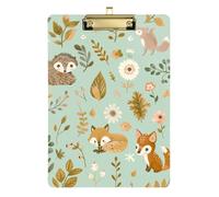 Cartoon Fresh Safari Animals Acrylic Grid clipboard Standard Letter A4 Size Waterproof for 5th Grade Classroom Essentials for Teachers Gold 12x9in Tabla para escribir con Clip