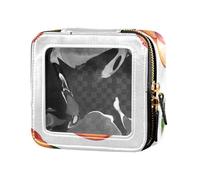 Cartoon Fresh Slices Peach Prints Travel Makeup Bag, Small Portable Cosmetic Bag Toiletry Bag Organizer with Zipper Clear Windows for Women