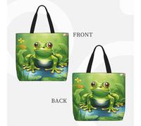 Cartoon Frog 1 Basic Models Tote Bag With Zipper With Inner Pockets,Laptop Work Tote Bag For Sport,Travel