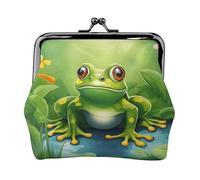 Cartoon frog 1 print Cute Buckle Coin Purses Vintage Pouch Kiss lock Change Purse Wallets for Women Fashion, Black, One Size, Vintage