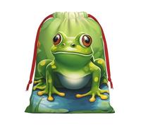 Cartoon frog 1 Print Drawstring Gift Bags For Christmas,Holiday Party Gift Wrapping Bag Assorted Sizes