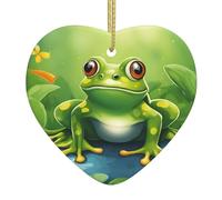 Cartoon Frog Christmas Ornaments Tree Decorations Hanging Ornaments Heart Ceramic Outdoor Indoor Home Decor