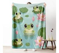 Cartoon Frog Couch Blanket 40x50 Inch, Cute Floral Amphibian Throw Blanket for Bed Cozy Blankets, Kawaii Animal Fleece Blankets Warm Soft Lightweight for Fall Summer Spring Winter