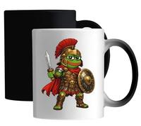 Cartoon Frog Dressed as Roman Warrior Ceramic Magic Mug White
