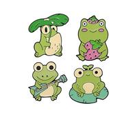 Cartoon Frog Enamel Pins Set Frog Lover Gift Nature Outdoors Lapel Pins Badge for Women Girl (frog pin), 0.98inch