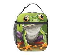 Cartoon Frog Print Portable Lunch Tote Reusable Meal Bag Keep Food Fresh School Work Travel Picnic
