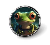 Cartoon Frog Round Lapel Pin Women's Novelty Buttons & Pins Metal Badge Cute Brooch Retro Pinback Badge Fashion Bag Pins for Hat Backpacks Tie Suit Wedding Party Accessory, silver, Circular