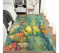 Cartoon Frog Rugs Living Room Cute Animal Kids Area Rugs for Bedroom 240 x 300, Printed Anti Slip Washable Short Pile Carpet for Kitchen Home Decor C-N5