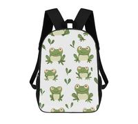 Cartoon Frogs Backpack 17 Inch Back Pack Large Capacity Adjustable Shoulder Straps Side Pockets for Travel Hiking