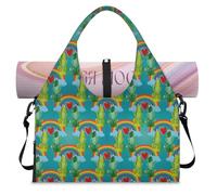 Cartoon Frogs Sports Duffle Bag with Shoe Compartment Funny Love Frogs Weekend Overnight Bags Tote Cabin Luggage Bag for Gym Yoga Travel