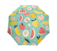 Cartoon Fruits Green Pattern Umbrella Automatic Folding Men Women Travel Umbrellas Auto Open Close Sun Blocking Windproof