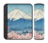 Cartoon Fuji Mountain Flowers 2 Pack carseat Strap pad, Release Stress to Your Neck and Shoulders, seat Belt Pads for Sedan