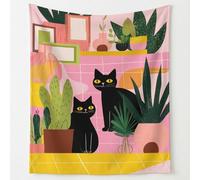 Cartoon Fun Microfiber Throw Blanket Ultra Soft Modern Scandi Abstract Geometric Animals Cat Cozy Warm Lightweight Decorative Blanket Flannel Blanket for Bed 59in × 59in (150cm × 150cm)