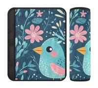 Cartoon Funny Bird Turquoise 2 Pack car seat Strap Covers Release Stress to Your Neck and Shoulders for SUV forro para cinturon de seguridad