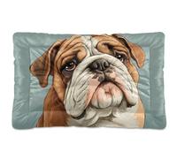 Cartoon Funny Bulldog Dogs Sorrow Washable Dog Bed Mat Non-Slip Soft Comfortable Pet Bed for Large Jumbo Medium Small Dogs 36" x 24"